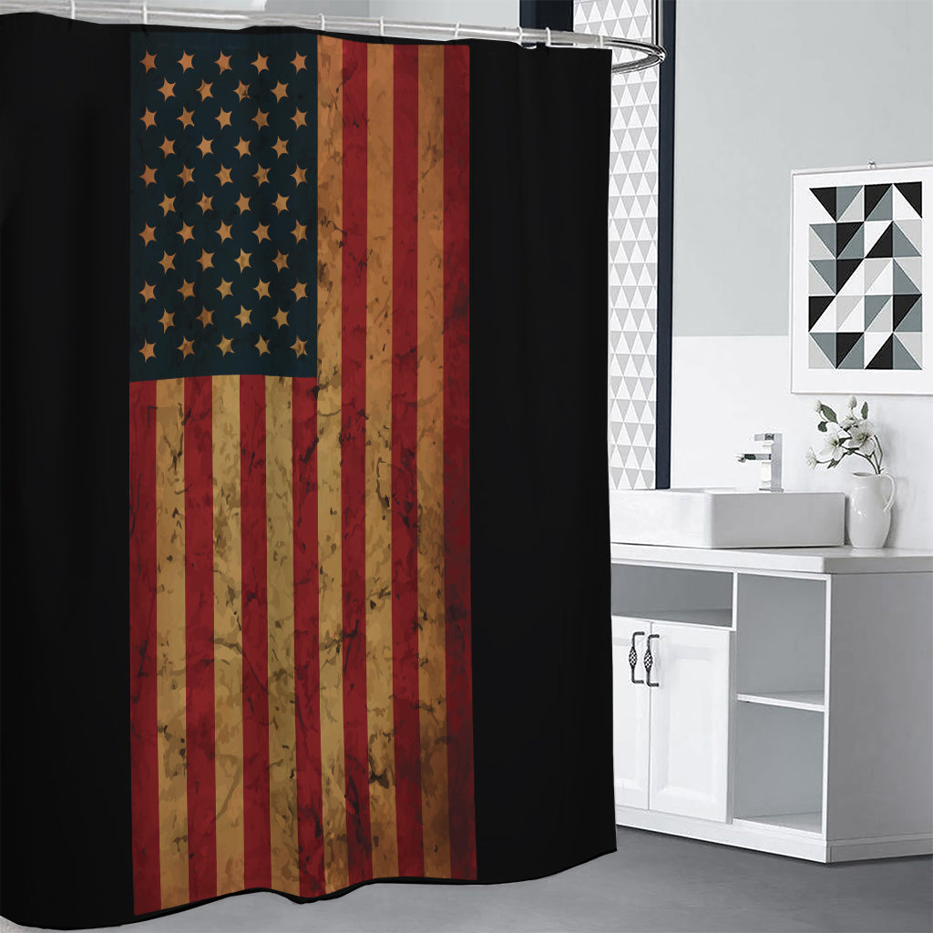 Vintage American Flag Print Shower Curtain
