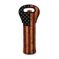Vintage American Flag Print Single Neoprene Wine Tote