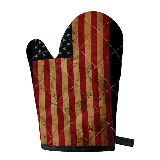 Vintage American Flag Print Single Oven Mitt