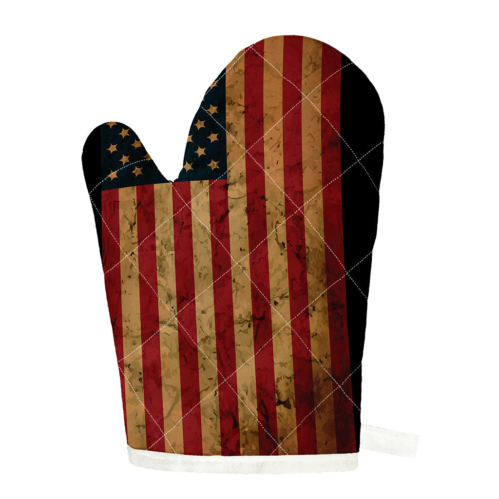 Vintage American Flag Print Single Oven Mitt