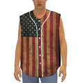 Vintage American Flag Print Sleeveless Baseball Jersey