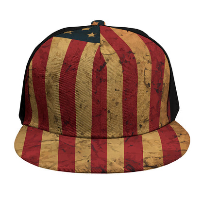 Vintage American Flag Print Snapback Cap