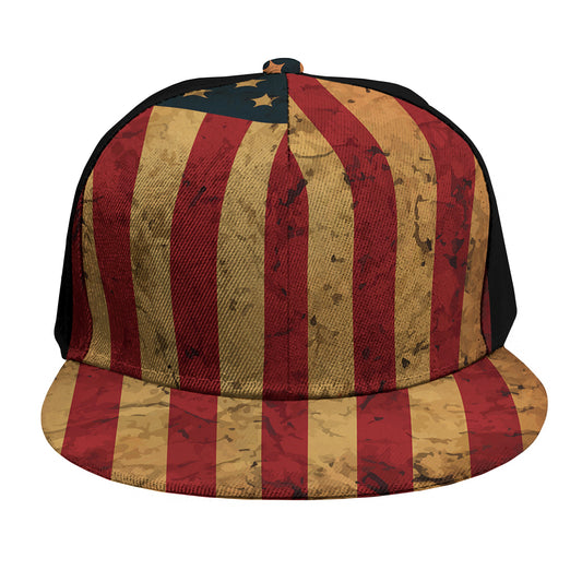 Vintage American Flag Print Snapback Cap