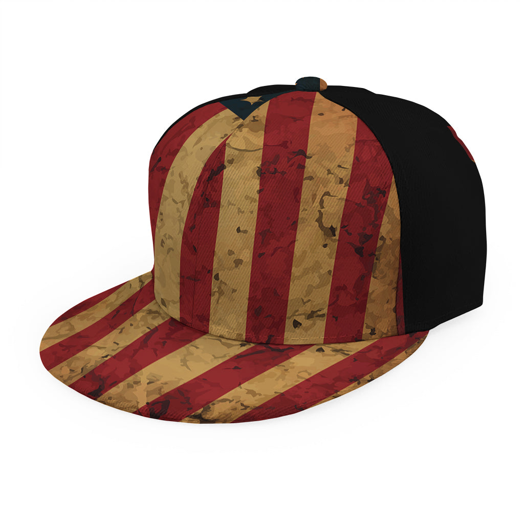 Vintage American Flag Print Snapback Cap