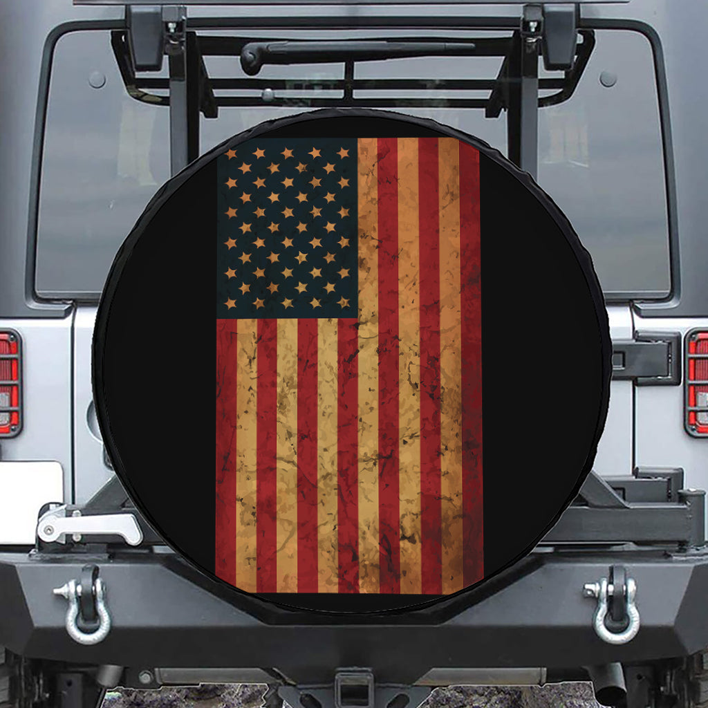 Vintage American Flag Print Tire Cover