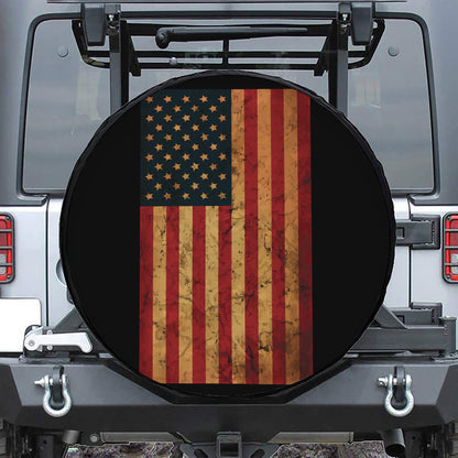 Vintage American Flag Print Tire Cover