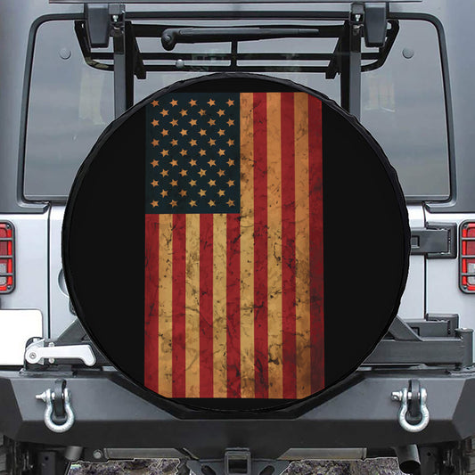 Vintage American Flag Print Tire Cover