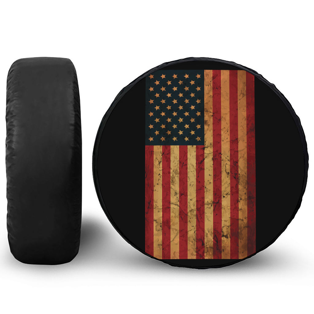 Vintage American Flag Print Tire Cover