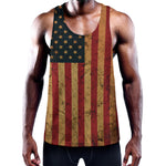 Vintage American Flag Print Training Tank Top