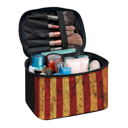 Vintage American Flag Print Travel Makeup Bag