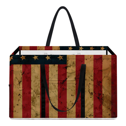 Vintage American Flag Print Utility Tote Bag