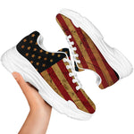 Vintage American Flag Print White Chunky Shoes