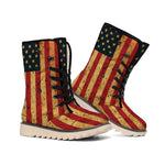 Vintage American Flag Print Winter Boots