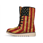 Vintage American Flag Print Winter Boots