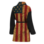 Vintage American Flag Print Women's Bathrobe