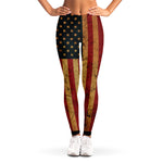 Vintage American Flag Print Women's Leggings