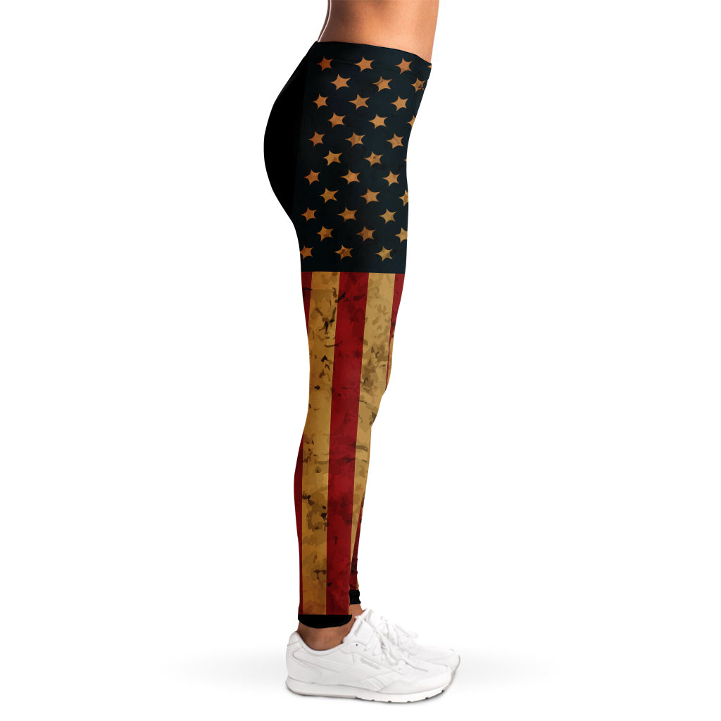 Vintage American Flag Print Women's Leggings