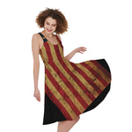 Vintage American Flag Print Women's Sleeveless Dress