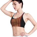 Vintage American Flag Print Women's Sports Bra