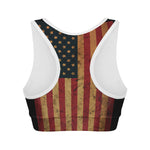 Vintage American Flag Print Women's Sports Bra
