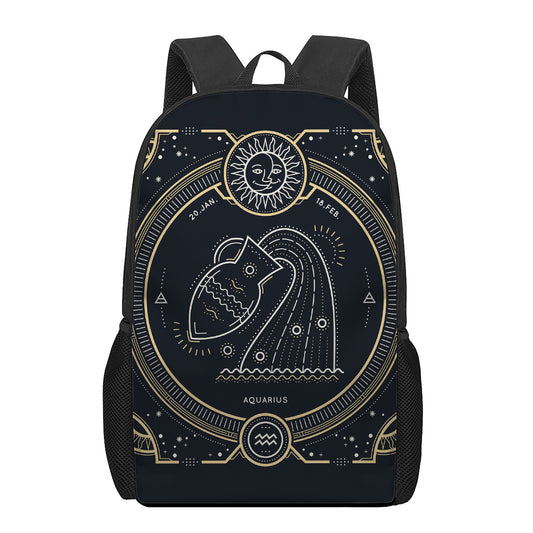 Vintage Aquarius Zodiac Sign Print 17 Inch Backpack