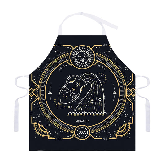 Vintage Aquarius Zodiac Sign Print Adjustable Apron