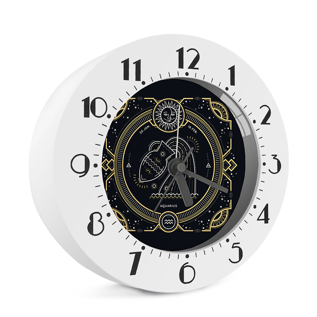 Vintage Aquarius Zodiac Sign Print Alarm Clock