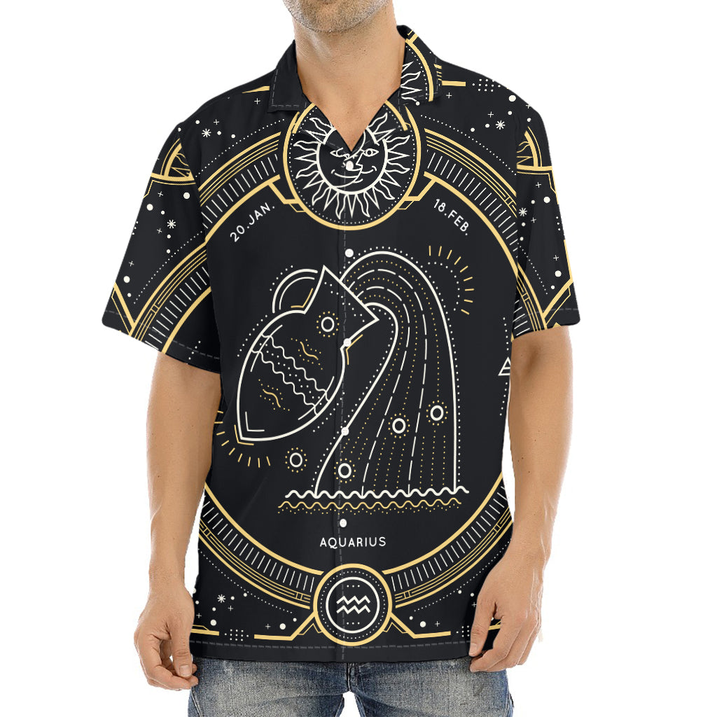 Vintage Aquarius Zodiac Sign Print Aloha Shirt