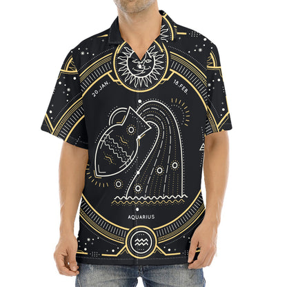 Vintage Aquarius Zodiac Sign Print Aloha Shirt