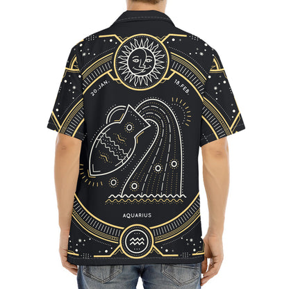 Vintage Aquarius Zodiac Sign Print Aloha Shirt