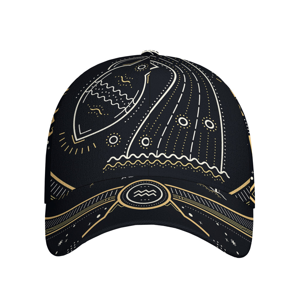 Vintage Aquarius Zodiac Sign Print Baseball Cap