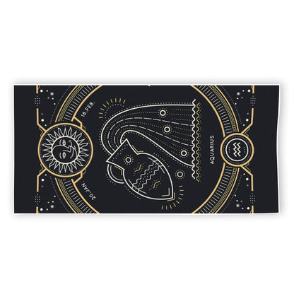Vintage Aquarius Zodiac Sign Print Beach Towel