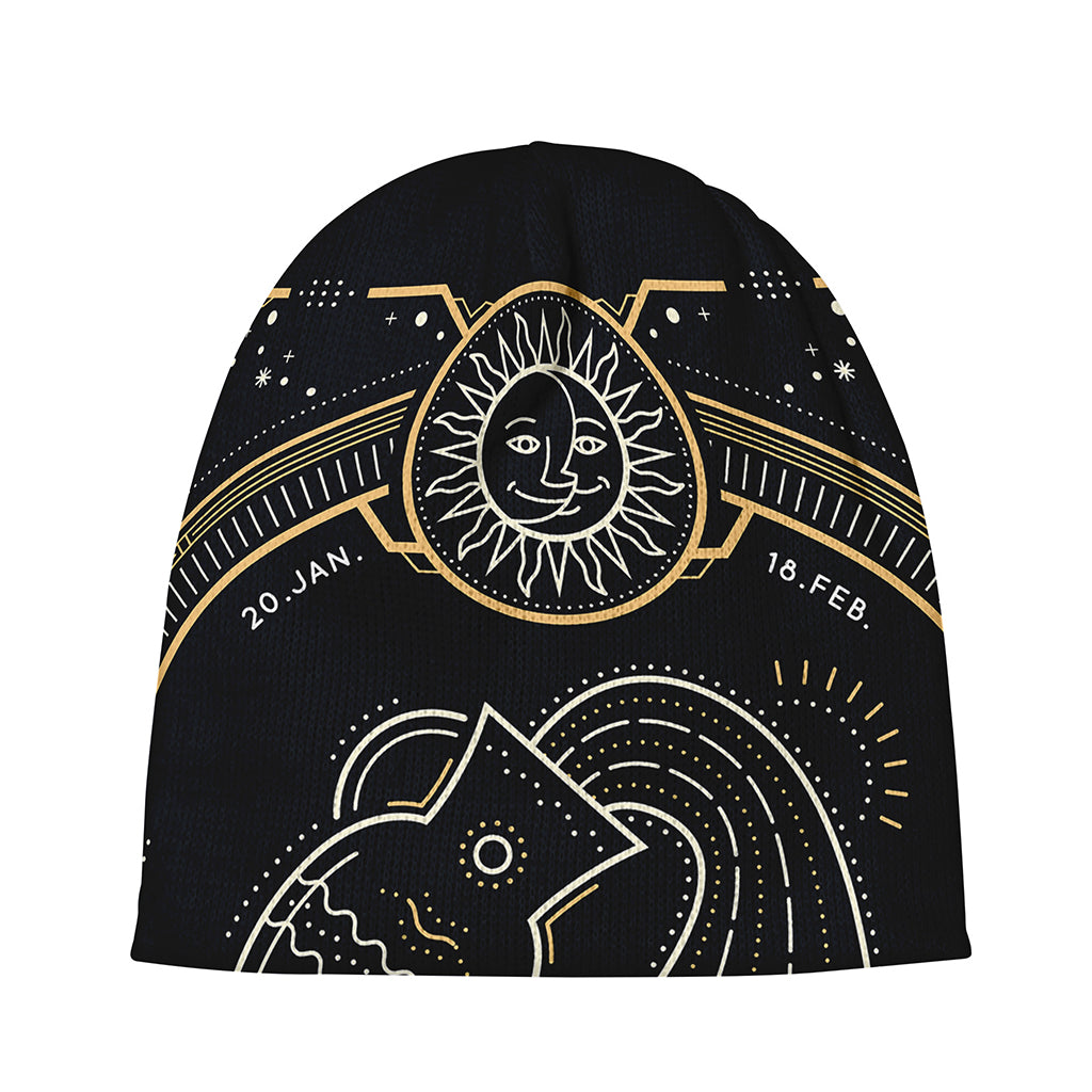 Vintage Aquarius Zodiac Sign Print Beanie