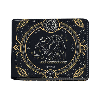 Vintage Aquarius Zodiac Sign Print Bifold Wallet