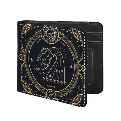 Vintage Aquarius Zodiac Sign Print Bifold Wallet