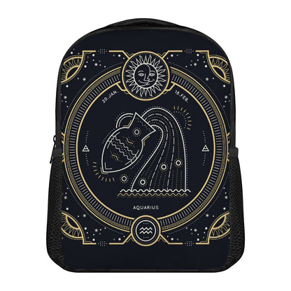 Vintage Aquarius Zodiac Sign Print Casual Backpack