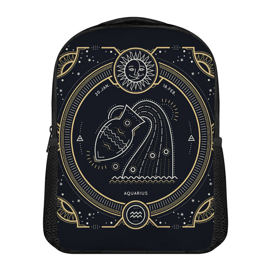 Vintage Aquarius Zodiac Sign Print Casual Backpack
