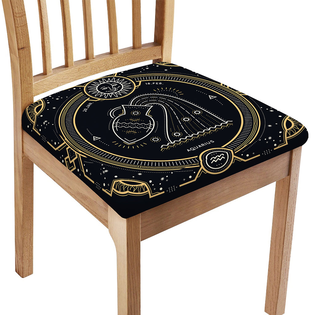 Vintage Aquarius Zodiac Sign Print Chair Cushion Cover