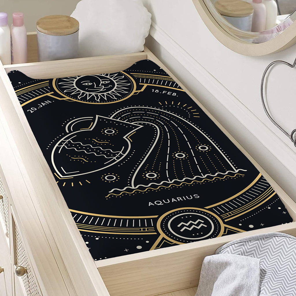 Vintage Aquarius Zodiac Sign Print Changing Pad Cover