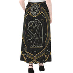 Vintage Aquarius Zodiac Sign Print Chiffon Maxi Skirt