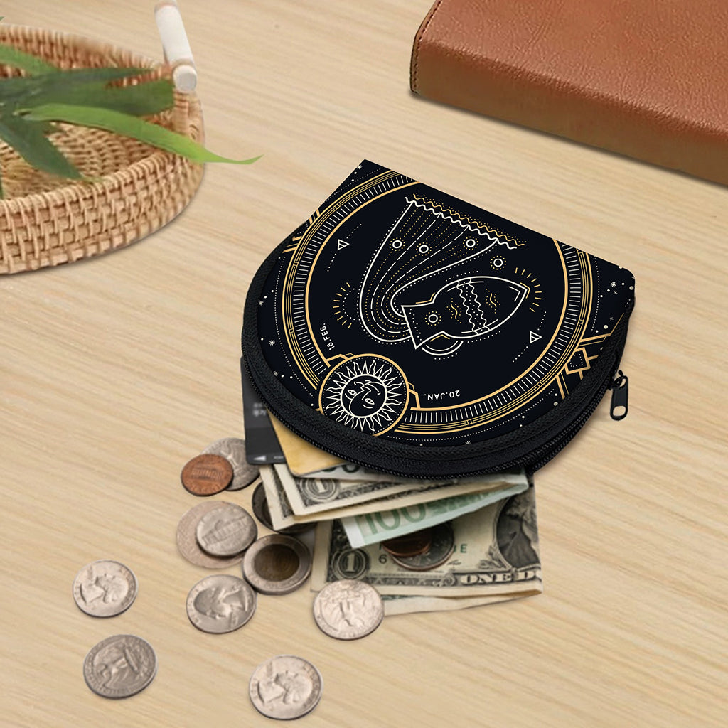 Vintage Aquarius Zodiac Sign Print Coin Purse