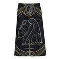 Vintage Aquarius Zodiac Sign Print Cotton Front Slit Maxi Skirt