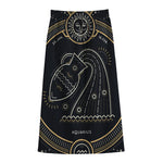 Vintage Aquarius Zodiac Sign Print Cotton Front Slit Maxi Skirt