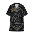 Vintage Aquarius Zodiac Sign Print Cotton Hawaiian Shirt