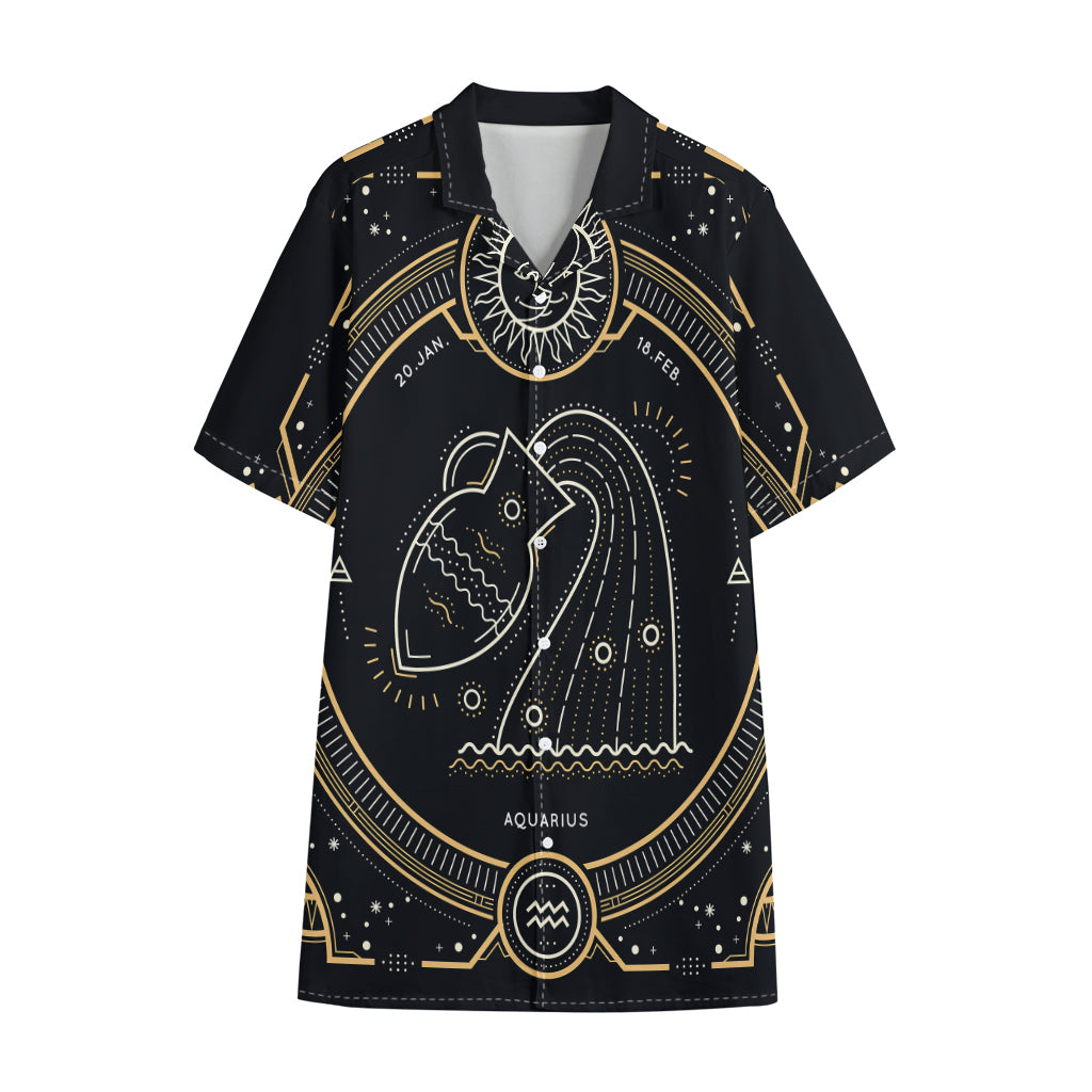 Vintage Aquarius Zodiac Sign Print Cotton Hawaiian Shirt