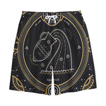 Vintage Aquarius Zodiac Sign Print Cotton Shorts