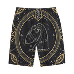Vintage Aquarius Zodiac Sign Print Cotton Shorts