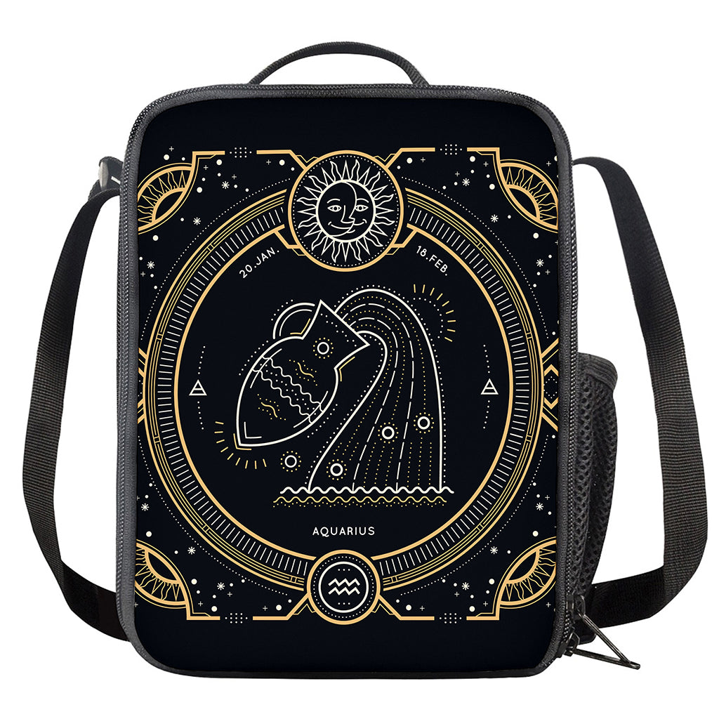 Vintage Aquarius Zodiac Sign Print Crossbody Lunch Bag