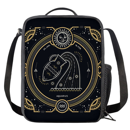 Vintage Aquarius Zodiac Sign Print Crossbody Lunch Bag