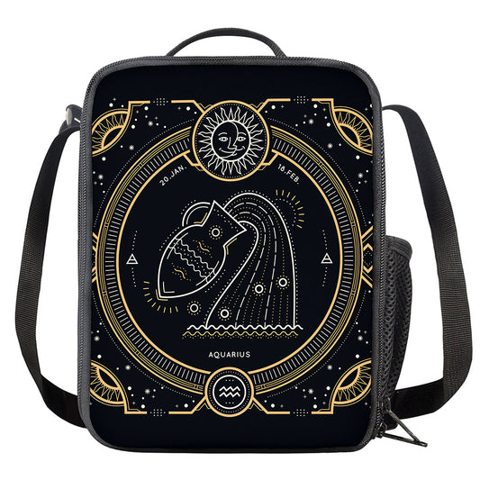 Vintage Aquarius Zodiac Sign Print Crossbody Lunch Bag